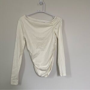 Zara Cream Ruched Long Sleeve Blouse